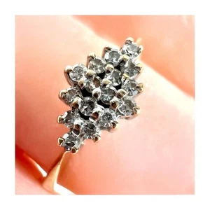 9ct Yellow Gold Ring Diamond Cluster Hallmarked 9K 375 Vintage Size N - Picture 1 of 24