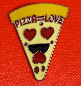 Novelty PIZZA=LOVE Pizza Slice Lapel Pin Hat Vest Oriental Trading NEW - Picture 1 of 2