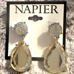 Pendientes colgantes Napier Post vintage piedras color champán NUEVO - Imagen 1 de 9