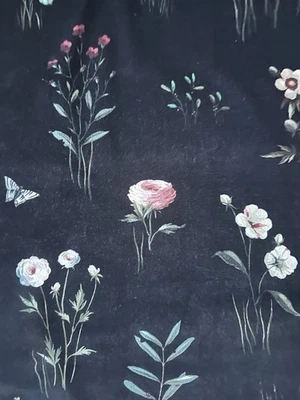 Schumacher Fabric 'PRIMAVERA VELVET'  1 1/2 Yards BLACK 100% Cotton Velvet - Image 1 of 4