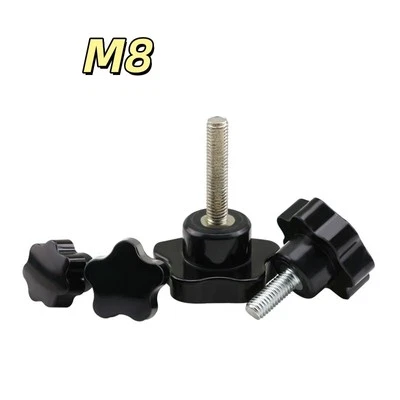 Plastic Black Thumb Screw Male Thread Star Knob Grip Hand Tightening Screws M8 - Image 1 of 4