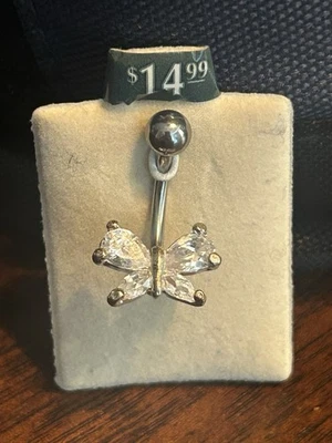 Nuevo diseño mariposa circonita cúbica SSTL joyería inferior vientre 14G  Foto 1 de 2