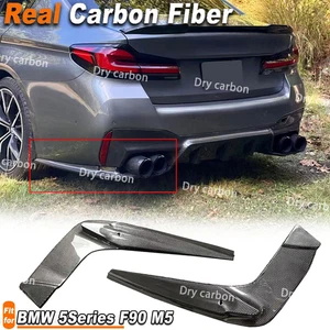 Real Carbon Fiber Rear Bumper Side Corner Splitters For BMW M5 F90 G30 2018-2022 - Picture 1 of 12