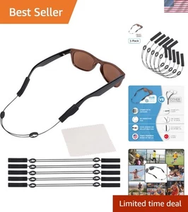 Verstellbares Silikon Brillenband 5er Pack mit Bonus Reinigungstuch für Brillen - Bild 1 von 8
