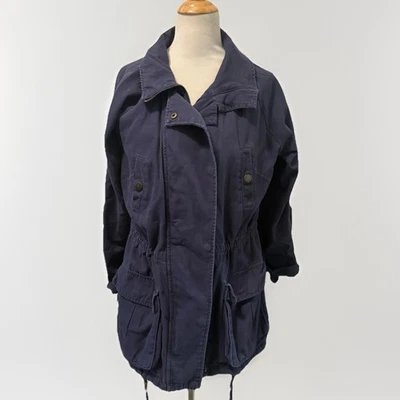Matty M Womens Anorak Jacket Roll Tab Sleeves Drawstring Waist Navy Size XL - Image 1 of 4