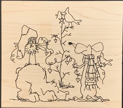 Sello de goma boceto rata pájaros árbol de Navidad Judith T-26 Foto 1 de 3