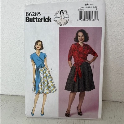 Butterick B6285 sewing pattern knee length pleated skirt wrap top size 14-22 - Image 1 of 4