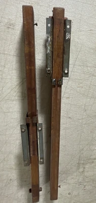 2 Teak Dining Table Slides Marine  Leaf Extension mechanism. Metal brackets. 18” - Image 1 of 4