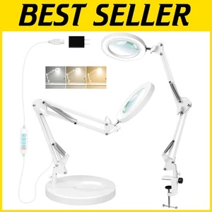 10X Magnifying Lamp with Light, 3 Color Modes - White - Picture 1 of 9