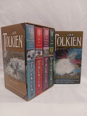 JRR Tolkien The Lord of the Rings & Hobbit PB Box Set Slipcase + Silmarillion  - Image 1 of 4