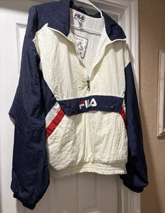 FILA Giacca Pullover Uomo 1/4 Zip Giacca a Vento Taglia XXL Logo Scritto - Foto 1 di 17