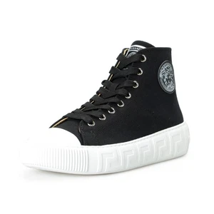 Versace Herren Schwarz Canvas Hoch Mode Turnschuhe Schuhe - Bild 1 von 8