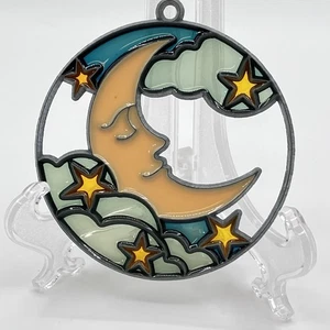 Vintage 90's Celestial Suncatcher Moon Window Ornament ACRYLIC Hanger - Picture 1 of 3