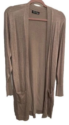 NWT Verve Ami Women’s ~ Long Open Front Cardigan Sweater ~ Sand/Beige-XL - Image 1 of 4