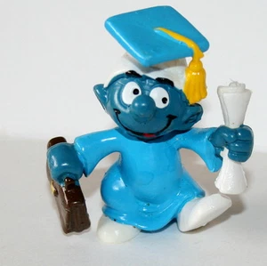 Vintage Smurf Schleich Figure 1980 Peyo W. Berrie Graduate PVC NEW NOS - Picture 1 of 1