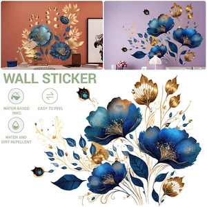 Self-adhesive Removable Wall Sticker & Decal | Blue Flowers | Living Room - Picture 1 of 15