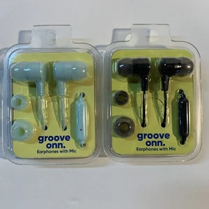 ONN. Groove Earphones Earbuds with Mic Lot of 2 - 3.5 MM AUX - Picture 1 of 3