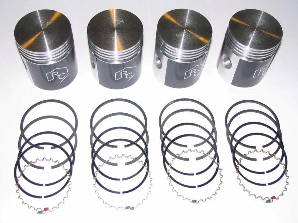 4 COATED Pistons & Rings 1941-1971 Willys & Jeep 134-L & 134-F 4 cylinder NEW - Image 1 of 3