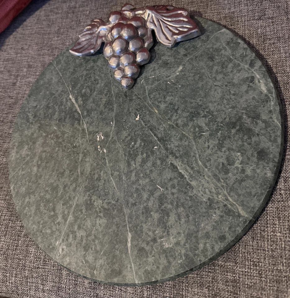 `12" Итальянский Мраморный Сыр/Шаркутери/Закуска Доска Поднос Серебряная Тарелка Виноград - Изображение 1 из 4