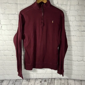 Polo Ralph Lauren Flesh Pony Boys Burgundy Quarter Zip Sweater size XL 18-20 - Picture 1 of 6