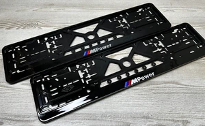 EUROPEAN UK NUMBER LICENSE PLATE CUSTOM MADE PIANO BLACK FOR BMW M POWER 2X - Picture 1 of 7