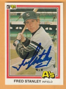 Fred Stanley Oakland A's AUTO Signed 1981 Donruss Spring Valley California - Picture 1 of 2