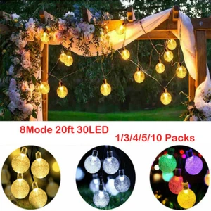 Solar 20ft 30LED String Ball Light Outdoor Waterproof Garden Path Yard Lamp Deco - Picture 1 of 12