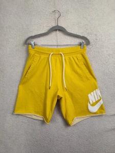 Nike Boys Sweatshorts Medium Yellow Fleece Drawstring Swoosh Active - Picture 1 of 17