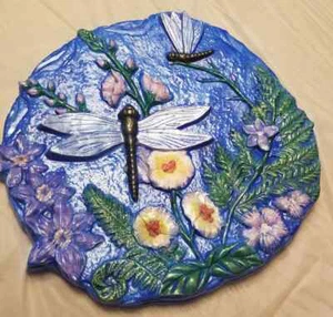 Huge Dragonfly Floral Garden Rock Ready to Paint Unpainted Ceramic Bisque  - Picture 1 of 3