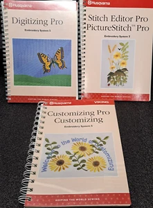 3 Viking Husqvarna Sewing Books Customizing Digitizing PictureStitch Embroidery - Picture 1 of 11