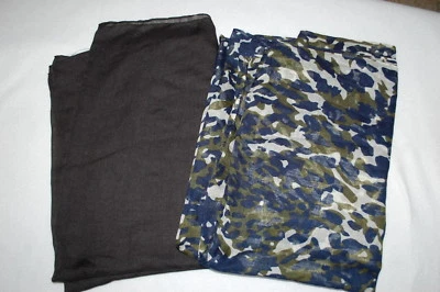 2 LOT INFINITY LOOP SCARF Fashion Cowl SOLID BLACK Navy Blue Beige Green Camo - Image 1 of 2