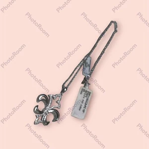 Fleur de Lis Halskette mit Anhänger weiß Moissanitr CZ Sterlingsilber 18 Zoll - Bild 1 von 4