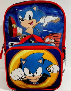 Sonic the Hedgehog Boys School 16" Backpack with Detachable Lunch Bag Kit #1 - Picture 1 of 6