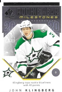 18-19 2018-19 SP Authentic John Klingberg ROOKIE Year Milestones #RYM-JK Stars