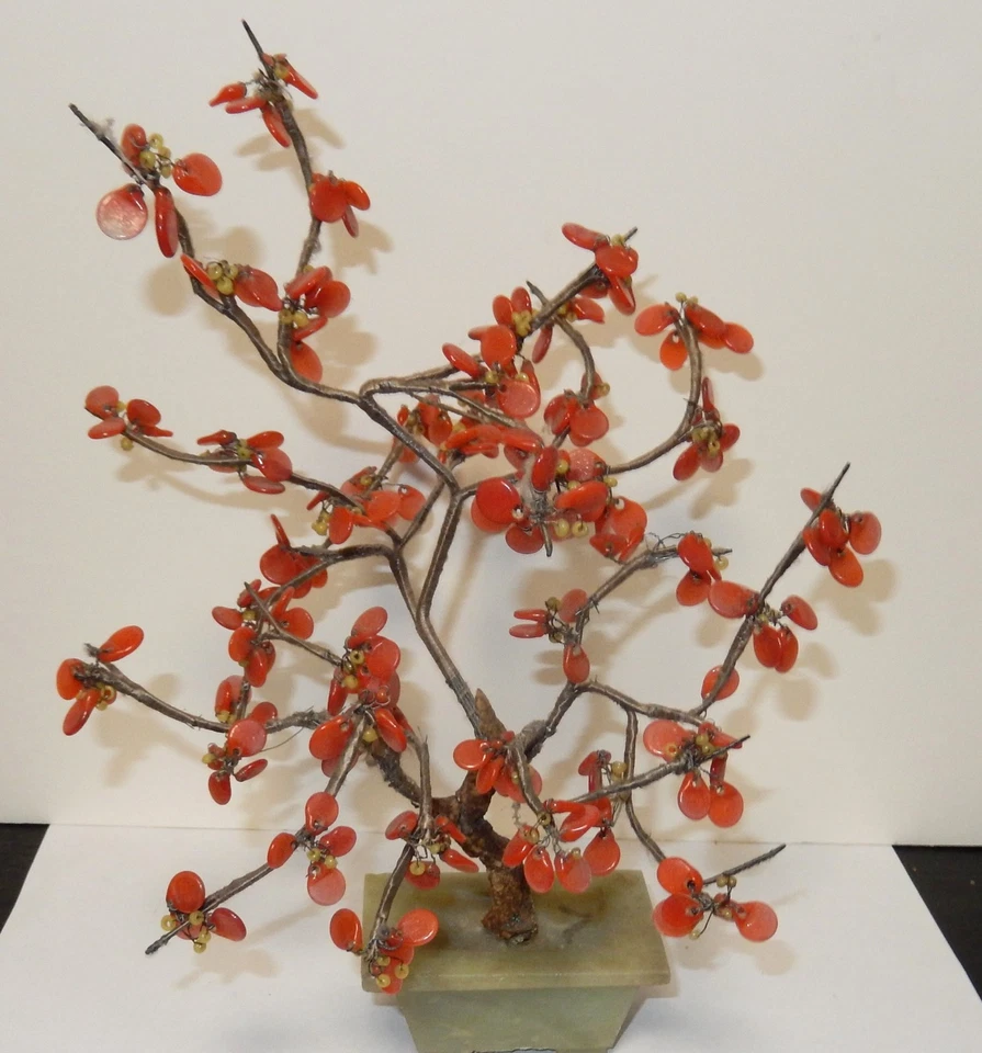 ÁRBOL BONSAI FLOR PIEDRA COLOR CORAL MACETA JADE Foto 1 de 1