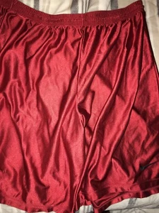 NIKE BASKETBALL SHORTS Red Polyster XXL/TTG No Pockets VINTAGE Black SWOOSH  - Picture 1 of 4