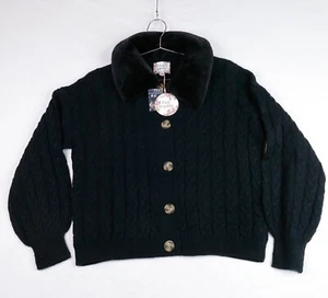 NWT Anthropologie Pink Republic Women’s Sweater Size M Black Cable Bohemian New - Picture 1 of 7