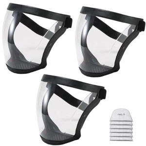 3x Anti-fog Shield Safety Full Face Super Protective Head Cover Transparent Mask - Picture 1 of 10