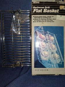 Barbecue Grill Vintage Sears Flat Basket Chrome Plated Steel 12 3/4" x7"x 1 3/4" - Picture 1 of 7