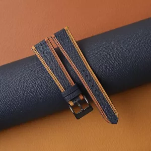 Cinturino Orologio In Pelle di Vitello Tricolore Navy Epsom 18 mm 20 mm 22 mm - Foto 1 di 11
