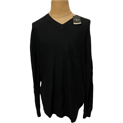 NWT Callaway Men's V-Neck Sweater Black Wool Blend Anthracite Size 2XL - Image 1 of 4