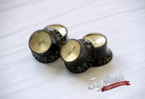 AGED RELIC GIBSON REFLECTOR KNOBS BLACK/GOLD US SIZE 59 PARTS SET OF 4 - Picture 1 of 6