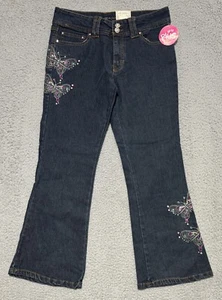 Arizona Girls Plus Bootcut Flare Stonewash Embellished Butterflies Size 12 1/2 - Picture 1 of 14