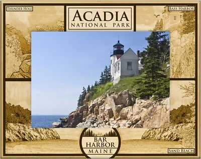 Marco de madera grabado láser del Parque Nacional Acadia paisaje (5 x 7) Foto 1 de 2