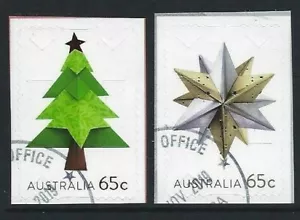 AUSTRALIA 2019 CHRISTMAS EMBELLISHED PAIR OF STAMPS FINE USED - Bild 1 von 1