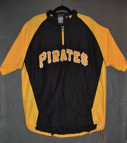 Majestic Pittsburgh Pirates 1/4 Zip Short Sleeve Pullover XL Cool Base Cover