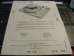 WUMO DEKAMIX 4 SPEED AUTOMATIC RECORD CHANGER (SAMS PHOTOFACT 429-17) - Imagen 1 de 1
