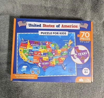 Mapa dos EUA quebra-cabeça 70 peças estado do Texas Momo & Nashi educacional novo na caixa - Imagem 1 de 3
