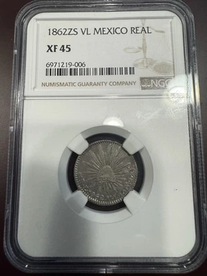 1862 MEXICO ZACATECAS REAL NGC XF45 - Image 1 of 2