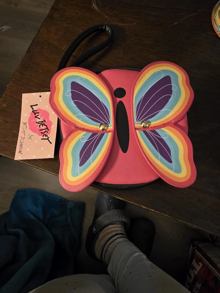 Betsey Johnson Pride Rainbow Butterfly Wallet Wristlet Purse Clutch KAWAII